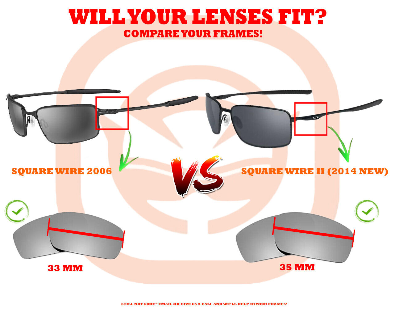 LenSwitch Polarized Replacement Lenses for Oakley Square Wire Sunglasses Red