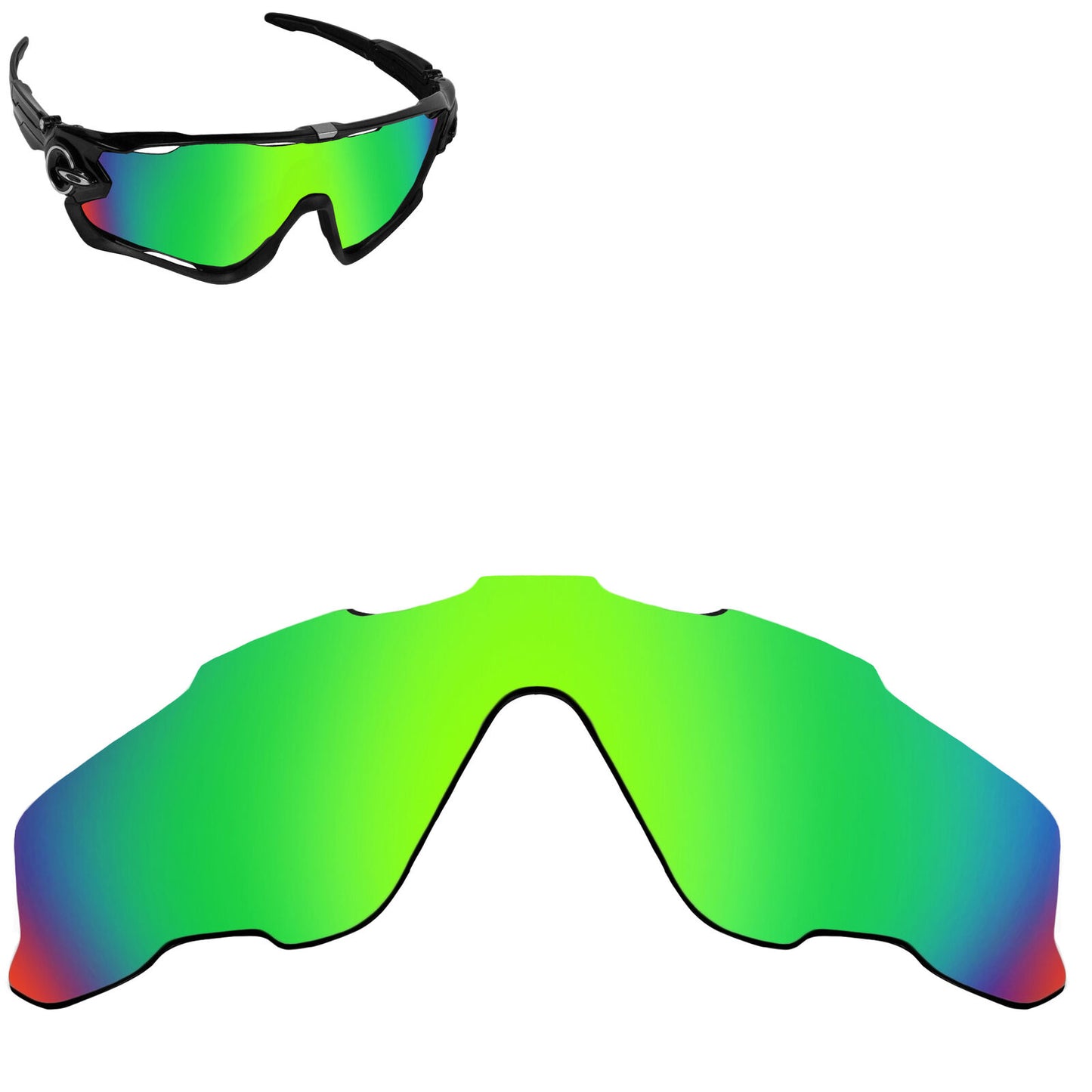 LenSwitch Replacement Lenses for Oakley Jawbreaker Sunglasses Green Mirror