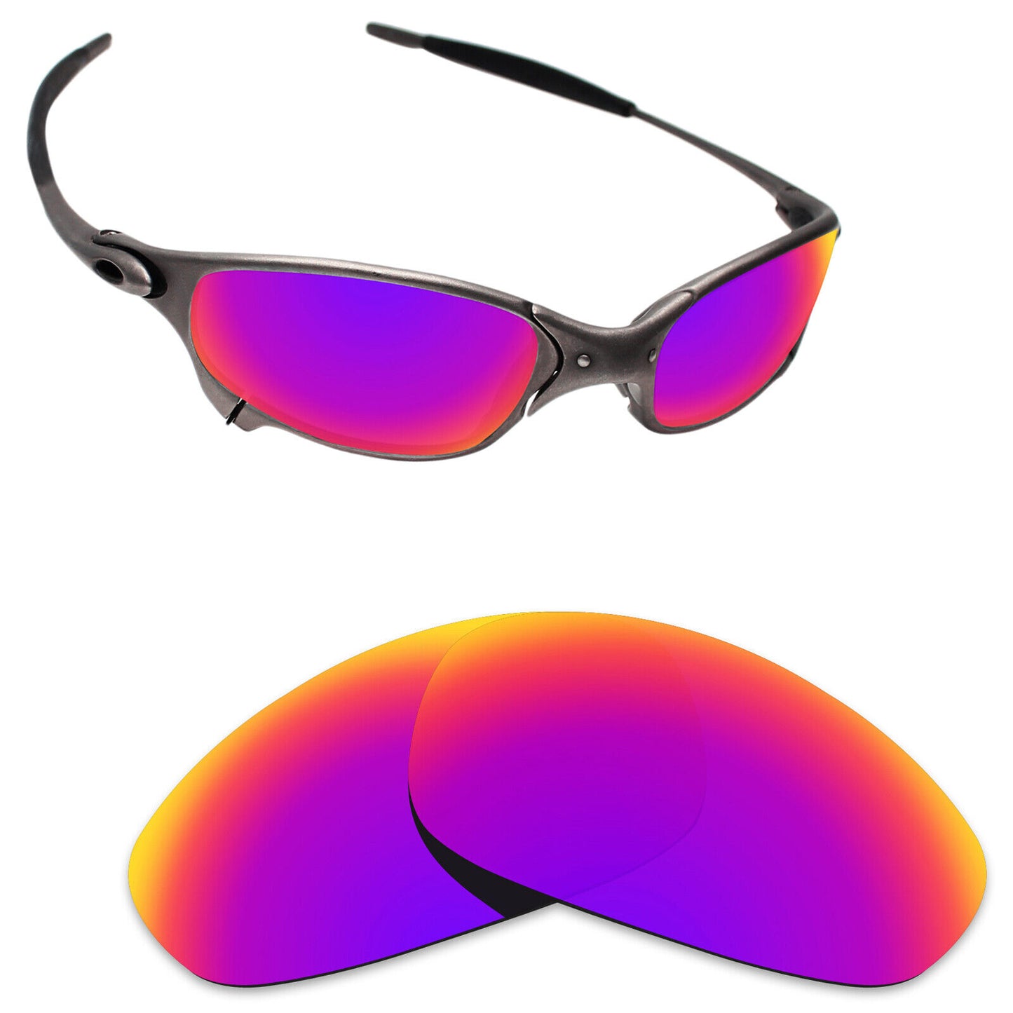 Hawkry Black Rubber Kits & Midnight Sun Replacement Lens for-Oakley Juliet